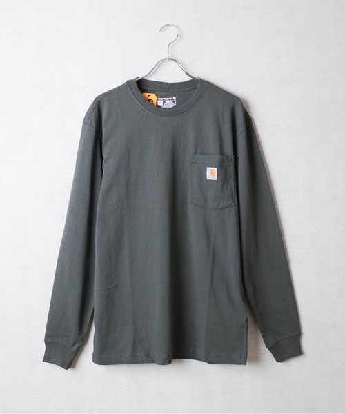 Carhartt(カーハート)の「【T9】【CARHARTT/カーハート】LONG SLEEVE WORKWEAR POCKET ヘビーオンスビッグシルエットポケットロンT K126(Tシャツ/カットソー・メンズ・グリーン系1/ダークオレンジ/ワインレッド/オリーブドラブ/ブルー/スモークピンク/ダークブルー/チェリーレッド/ライム/グリーン/オレンジ系/マルーン/ブルー系その他/チャコールグレー/ブルー系その他2/ヘザーグレー/ネイビー/ダークブラウン/オートミール/ブラック・MEDIUM/SMALL/LARGE/X-LARGE/XX-LARGE)」の9枚目の写真