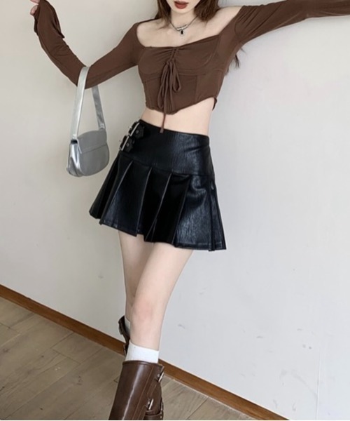 NANEA(ナネア)の「サイドベルト付きプリーツミニスカート(スカート・レディース・ブラック/ブラウン・LARGE/MEDIUM/SMALL)」の21枚目の写真