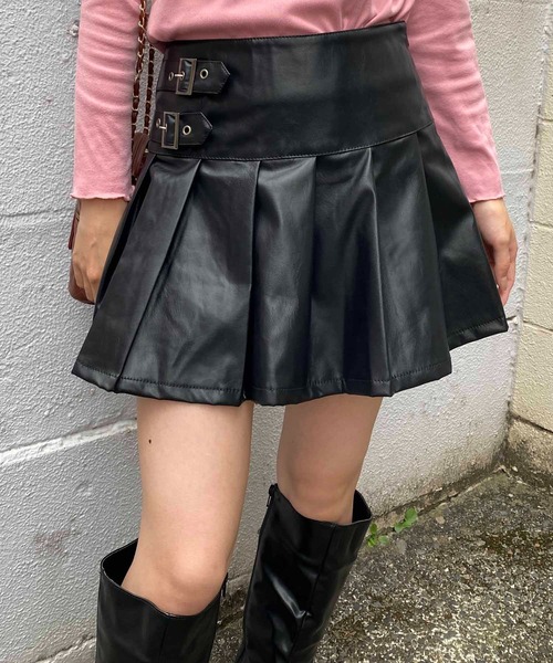 NANEA(ナネア)の「サイドベルト付きプリーツミニスカート(スカート・レディース・ブラック/ブラウン・LARGE/MEDIUM/SMALL)」の6枚目の写真