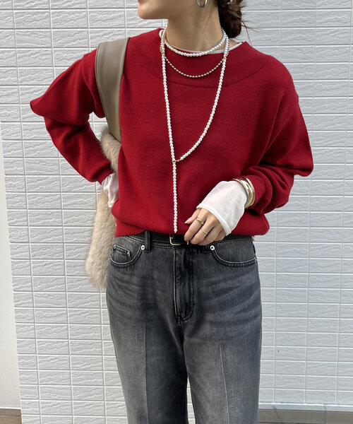 DouDou(ドゥドゥ)の「ボートネックニット(ニット/セーター・レディース・ベージュ/レッド/ブラック・FREE)」の19枚目の写真