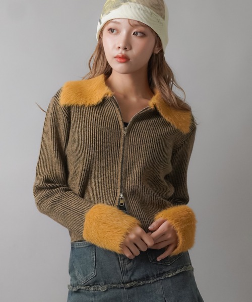 【美品】swinswing スウィング　ファー×ニット　ジレ　40サイズ 美品】swinswing スウィング ファー×ニット ジレ 40サイズ