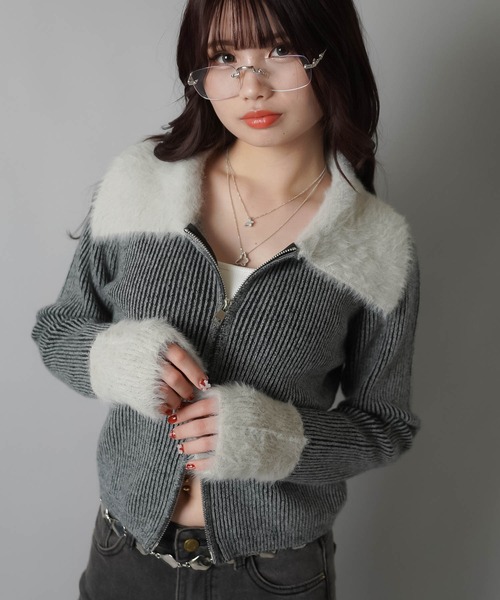 【美品】swinswing スウィング　ファー×ニット　ジレ　40サイズ 美品】swinswing スウィング ファー×ニット ジレ 40サイズ