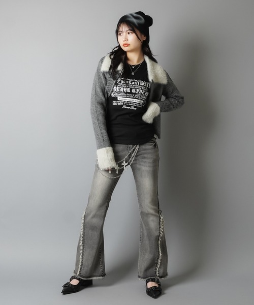 SPINNS(スピンズ)の「襟ファーWジップニット(ニット/セーター・レディース・ブラック/ブラウン/グレー・ONESIZE)」の13枚目の写真