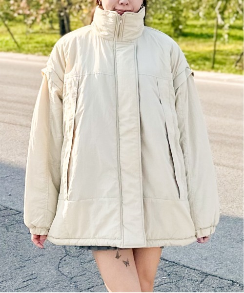 Per sist ence（パーシエンス）の「中綿2WAYモンスターパーカー（ダウンジャケット/コート・レディース・チャコールグレー/ベージュ/アイボリー/ブラック・FREE）」の4枚目の写真