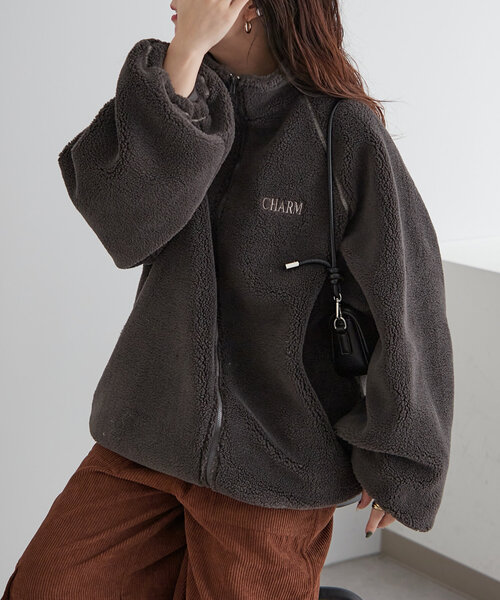 NUNIFE（ユニフィー）の「【NUNIFE】《さやべびコラボ》ロゴ刺繍ブルゾン（ブルゾン・レディース・ベージュ/チャコールグレー/アイボリー・MEDIUM/LARGE）」の9枚目の写真