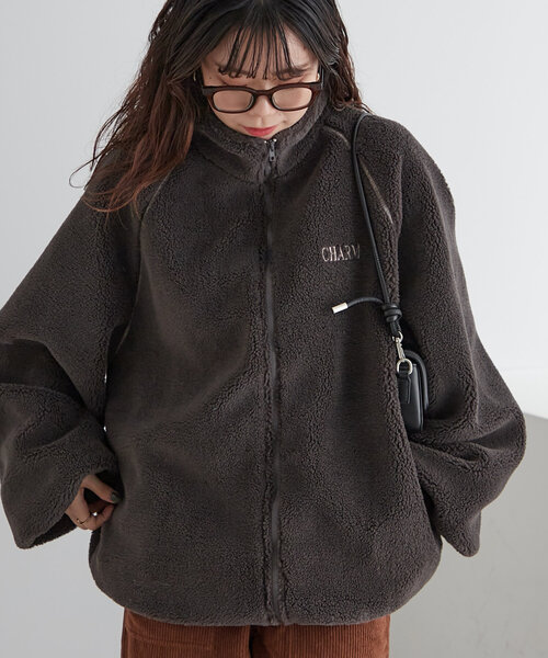 NUNIFE（ユニフィー）の「【NUNIFE】《さやべびコラボ》ロゴ刺繍ブルゾン（ブルゾン・レディース・ベージュ/チャコールグレー/アイボリー・MEDIUM/LARGE）」の2枚目の写真