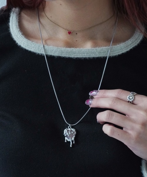 セール】【 Port / ポート 】 シルバー × ピンク デザイン ネックレス_