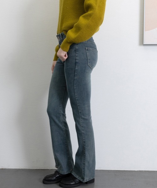 Miniministore(ミニミニストア)の「セミフレアデニムパンツ 美脚デニムパンツ(デニムパンツ・レディース・インディゴブルー/ブラック/チャコールグレー・S/L/XL/M)」の11枚目の写真