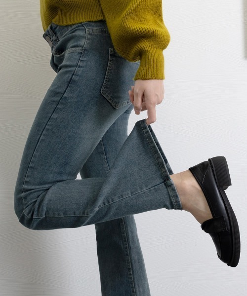 Miniministore(ミニミニストア)の「セミフレアデニムパンツ 美脚デニムパンツ(デニムパンツ・レディース・インディゴブルー/ブラック/チャコールグレー・S/L/XL/M)」の12枚目の写真
