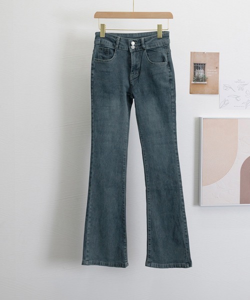 Miniministore(ミニミニストア)の「セミフレアデニムパンツ 美脚デニムパンツ(デニムパンツ・レディース・インディゴブルー/ブラック/チャコールグレー・S/L/XL/M)」の15枚目の写真