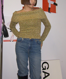 【GANNI / ガニー】 Sparkle Doubleface Off Shoulder Bl K2306