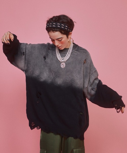 TTT MSW グラデーション ダメージニット グラデーションダメージニット（ニット/セーター）｜manana suerte