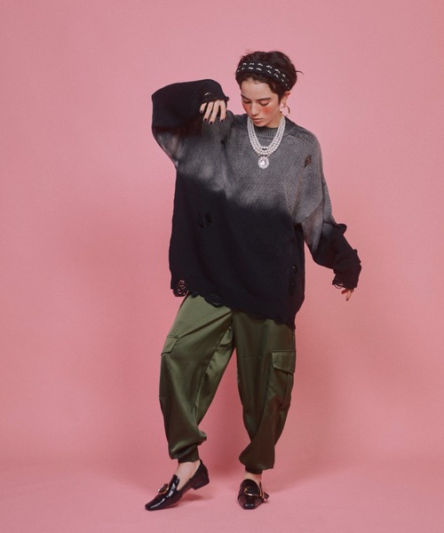 グラデーションダメージニット（ニット/セーター）｜manana suerte