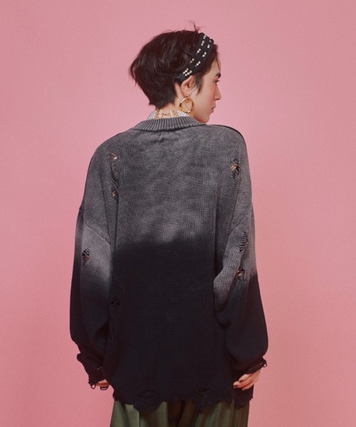 グラデーションダメージニット（ニット/セーター）｜manana suerte