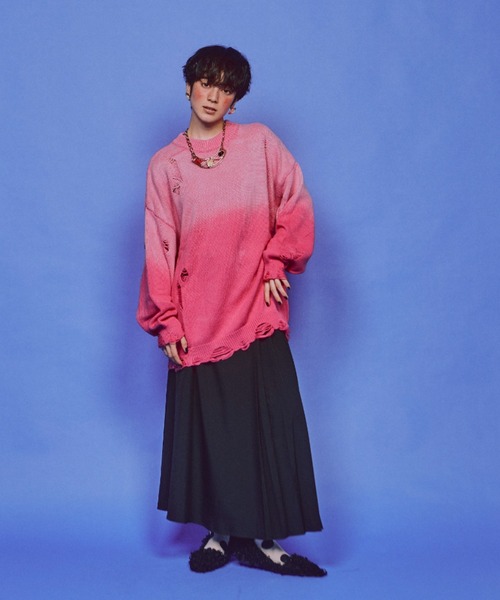 グラデーションダメージニット（ニット/セーター）｜manana suerte