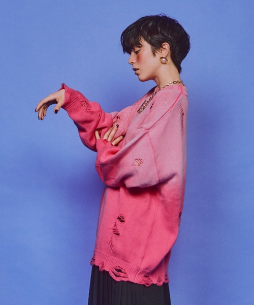 グラデーションダメージニット（ニット/セーター）｜manana suerte