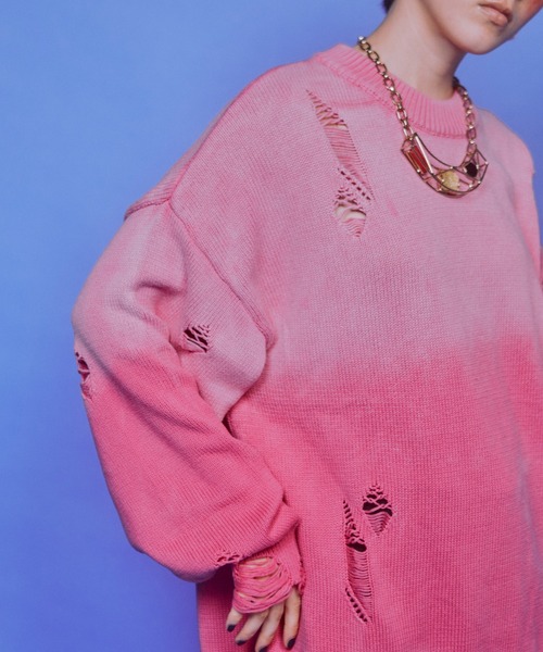 グラデーションダメージニット（ニット/セーター）｜manana suerte