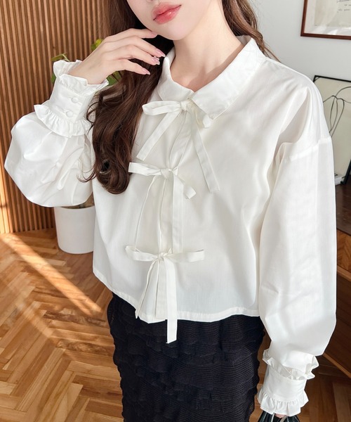 Charmante femme フリルシャツ　ホワイト 再販 フリルシャツホワイト - charmantsac