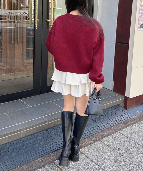 INGNI(イング)の「エンブレムロゴニット(ニット/セーター・レディース・ワイン系2/ホワイト×ブラック/ブラック×ホワイト/グレー系その他3/ブルー系2・M)」の17枚目の写真