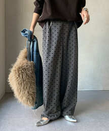 フロッキードットパンツ