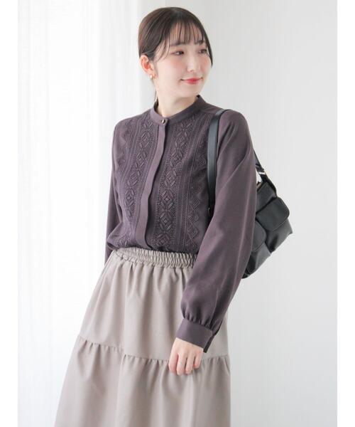 Te chichi TERRASSE（テチチテラス）の「フロントレースブラウス（シャツ/ブラウス・レディース・ネイビー/チャコールグレー/オフホワイト・F）」の7枚目の写真