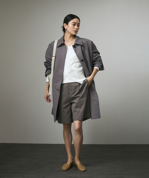 SALON adam et rope'（サロン アダム エ ロペ）の「2WAYテントラインステンカラートレンチコート/ショートコート（ステンカラーコート・レディース・ベージュ/グレー・FREE）」の6枚目の写真