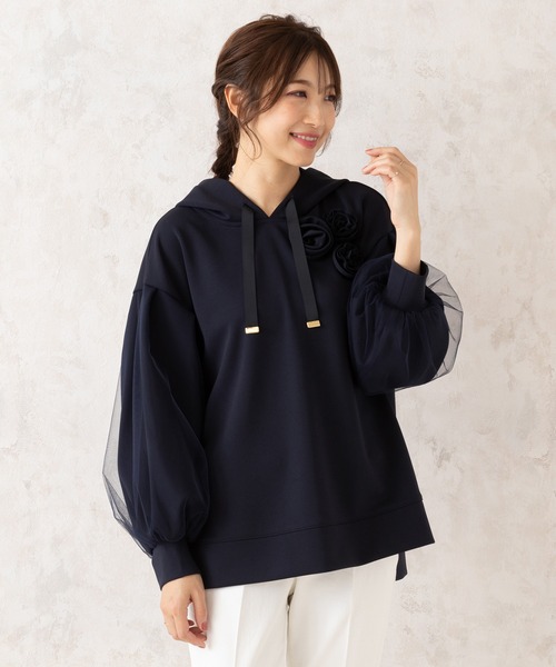 Rose Tiara（ローズティアラ）の「オーバーサイズパーカー（パーカー・レディース・オフホワイト/ネイビー/ピンク・46/42/38）」の14枚目の写真