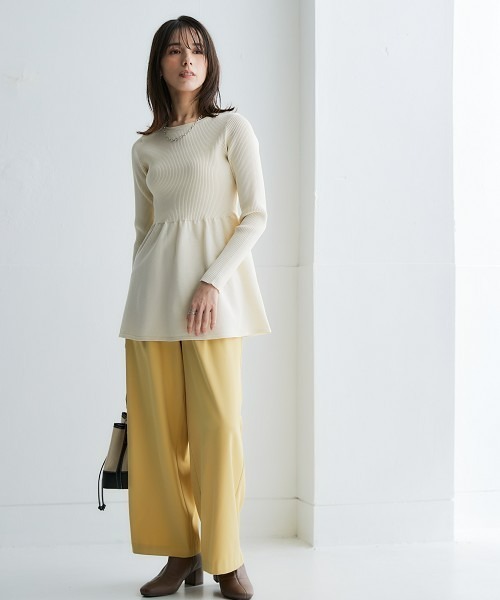 nissen(ニッセン)の「ふっくらかるいフォルムニットペプラムトップス(ハンガー干し可能)<大きいサイズ有>(ニット/セーター・レディース・グレイッシュブルー/ブラック/ベージュ系/モカ・S/M/L/LL/3L)」の15枚目の写真