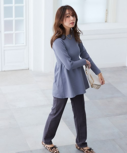 nissen(ニッセン)の「ふっくらかるいフォルムニットペプラムトップス(ハンガー干し可能)<大きいサイズ有>(ニット/セーター・レディース・グレイッシュブルー/ブラック/ベージュ系/モカ・S/M/L/LL/3L)」の19枚目の写真