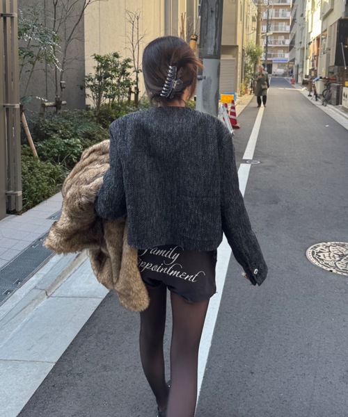 SHAGGIE(シャギー)の「ツイードショートジャケット(ブルゾン・レディース・ブラック・FREE)」の13枚目の写真