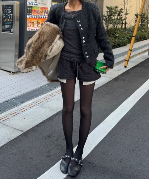 SHAGGIE(シャギー)の「ツイードショートジャケット(ブルゾン・レディース・ブラック・FREE)」の14枚目の写真