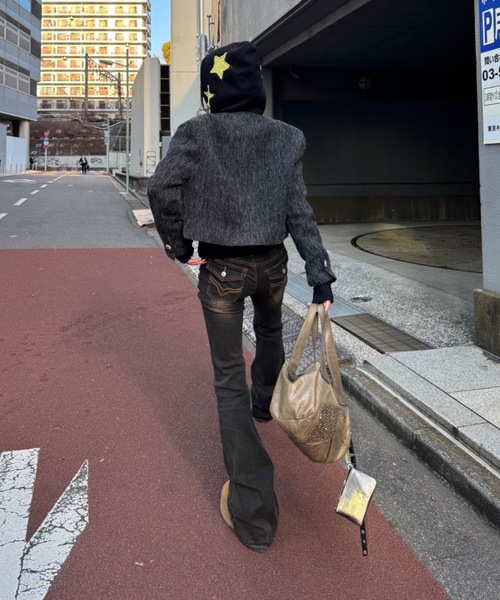 SHAGGIE(シャギー)の「ツイードショートジャケット(ブルゾン・レディース・ブラック・FREE)」の11枚目の写真