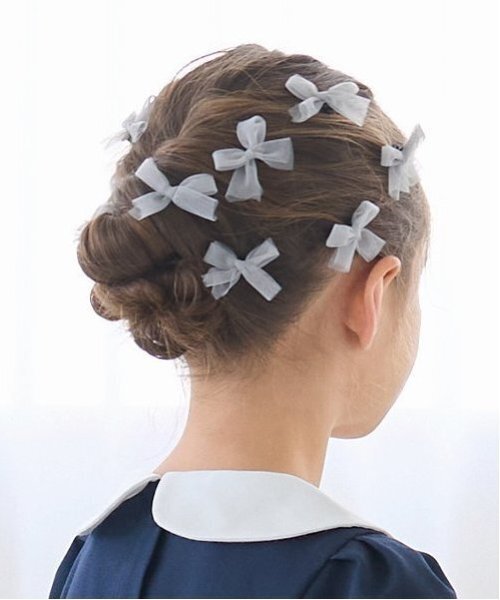 チュールリボンちびヘアクリップ10Pセット（その他ヘアアクセサリー