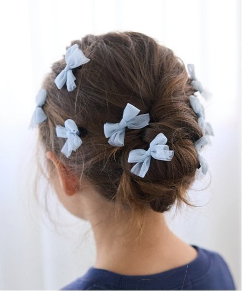 Lycee mine(リセマイン)の「チュールリボンちびヘアクリップ10Pセット(その他ヘアアクセサリー・キッズ・ブラック/グレー/ピンク/ミント/サックスブルー・F)」の14枚目の写真