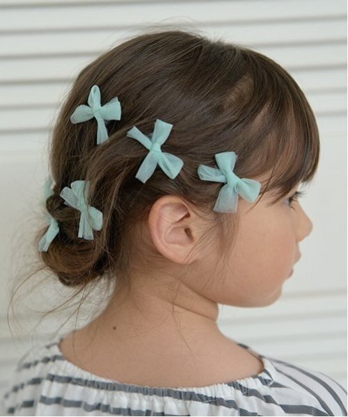 Lycee mine(リセマイン)の「チュールリボンちびヘアクリップ10Pセット(その他ヘアアクセサリー・キッズ・ブラック/グレー/ピンク/ミント/サックスブルー・F)」の15枚目の写真