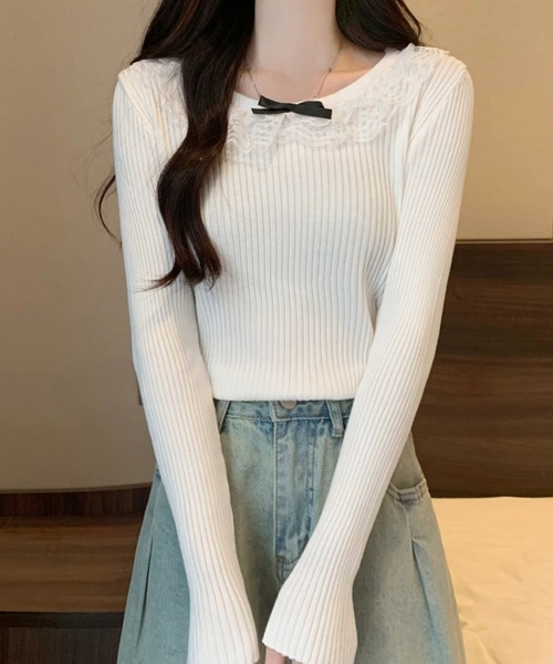 Miniministore（ミニミニストア）の「リブニットトップス レディース きれいめ（ニット/セーター・レディース・ホワイト/ワインレッド/ライトベージュ/ブラック・FREE）」の22枚目の写真