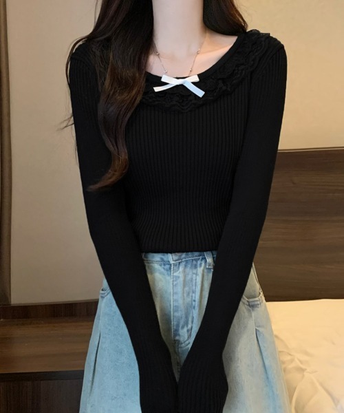 Miniministore（ミニミニストア）の「リブニットトップス レディース きれいめ（ニット/セーター・レディース・ホワイト/ワインレッド/ライトベージュ/ブラック・FREE）」の21枚目の写真