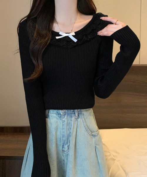 Miniministore（ミニミニストア）の「リブニットトップス レディース きれいめ（ニット/セーター・レディース・ホワイト/ワインレッド/ライトベージュ/ブラック・FREE）」の20枚目の写真