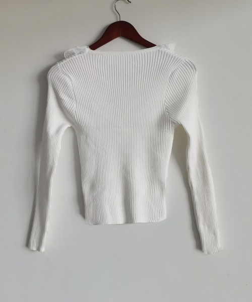 Miniministore（ミニミニストア）の「リブニットトップス レディース きれいめ（ニット/セーター・レディース・ホワイト/ワインレッド/ライトベージュ/ブラック・FREE）」の9枚目の写真