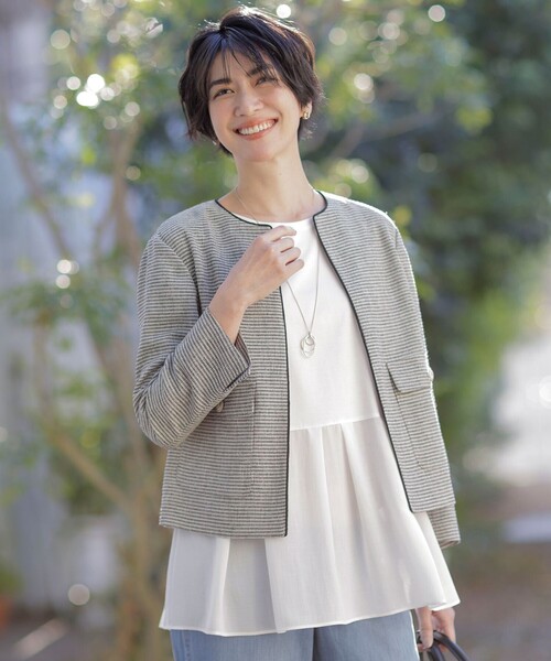 J.PRESS リングメッシュジャケット　大きいサイズ セール】【洗える】Calameraリングメッシュ ジャケット（その他