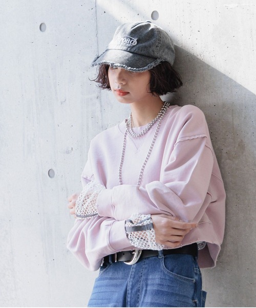 PAGEBOY（ページボーイ）の「ヴィンテージショートスウェット（スウェット・レディース・ピンク/ベージュ/チャコールグレー/オフホワイト・FREE）」の4枚目の写真