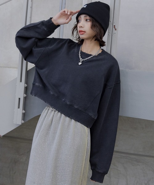 PAGEBOY（ページボーイ）の「ヴィンテージショートスウェット（スウェット・レディース・ピンク/ベージュ/チャコールグレー/オフホワイト・FREE）」の8枚目の写真