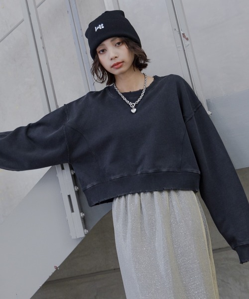 PAGEBOY（ページボーイ）の「ヴィンテージショートスウェット（スウェット・レディース・ピンク/ベージュ/チャコールグレー/オフホワイト・FREE）」の9枚目の写真