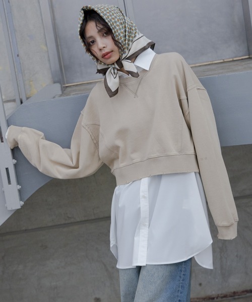 PAGEBOY（ページボーイ）の「ヴィンテージショートスウェット（スウェット・レディース・ピンク/ベージュ/チャコールグレー/オフホワイト・FREE）」の7枚目の写真