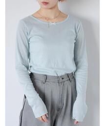 ehka sopo | パターンメッシュリボンカットソー(Tシャツ/カットソー)