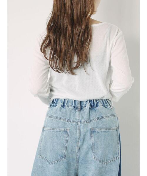 ehka sopo（エヘカソポ）の「パターンメッシュリボンカットソー（Tシャツ/カットソー・レディース・ブラック/ミント/オフホワイト/グレー・F）」の6枚目の写真