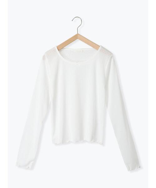 ehka sopo（エヘカソポ）の「パターンメッシュリボンカットソー（Tシャツ/カットソー・レディース・ブラック/ミント/オフホワイト/グレー・F）」の14枚目の写真