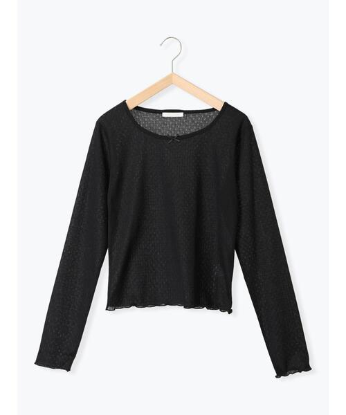 ehka sopo（エヘカソポ）の「パターンメッシュリボンカットソー（Tシャツ/カットソー・レディース・ブラック/ミント/オフホワイト/グレー・F）」の15枚目の写真