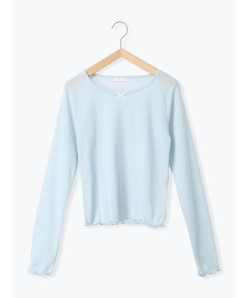 ehka sopo（エヘカソポ）の「パターンメッシュリボンカットソー（Tシャツ/カットソー・レディース・ブラック/ミント/オフホワイト/グレー・F）」の16枚目の写真