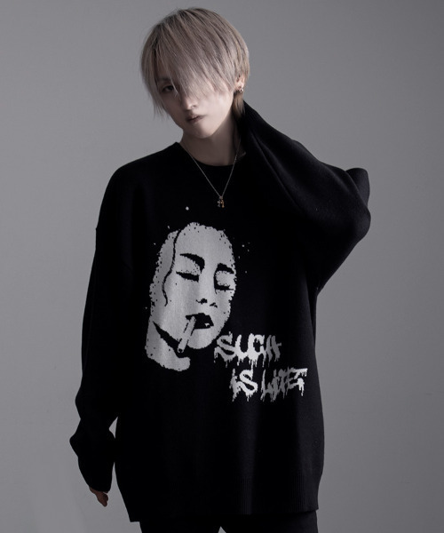 CavariA(キャバリア)の「『CavariA/キャバリア』スモークガールジャガードニット(ニット/セーター・レディース・ブラック系2/ブラック系1・L/M)」の2枚目の写真